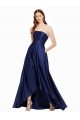 High Low Strapless Satin Prom Dress with Pockets UK for Sale