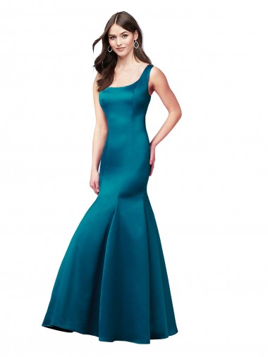 Long Sleek Satin Prom Dress with U-Back UK for Sale