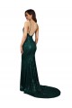 Fishtail Shaped V-Neck Open Back Long Sequin Prom Dress UK for Sale