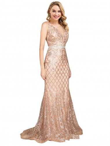 Sleek Long Mermaid Sparkling Sequin Prom Dress UK for Sale