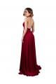 A-Line Halter Plunge V-Neckline Open Back Spandex Prom Dress with Slit UK for Sale