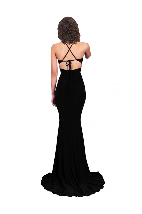 Fishtail Shaped V-Neck Open Back Spandex Prom Dress UK for Sale