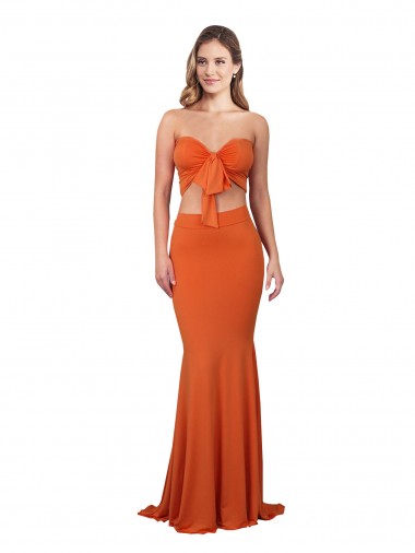 Strapless Bandeau Bodice Long Spandex Prom Dress UK for Sale