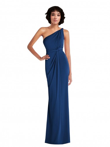 Grecian Inspired One Shoulder Twist Draped Maxi Spandex Prom Dress UK for Sale