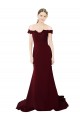 Full Length Off the Shoulder Formal Crepe Prom Dress with Lace On Bodice and Back UK for Sale