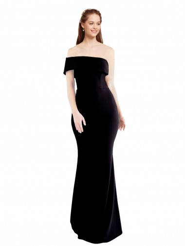 Asymmetrical Draped Off the Shoulder Banded Crepe Prom Dress UK for Sale