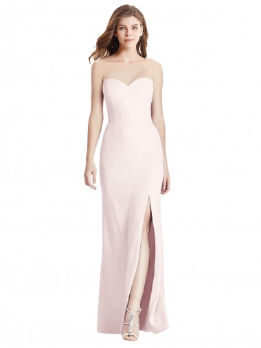 Strapless Crepe Trumpet Prom Dress with Front Slit UK for Sale