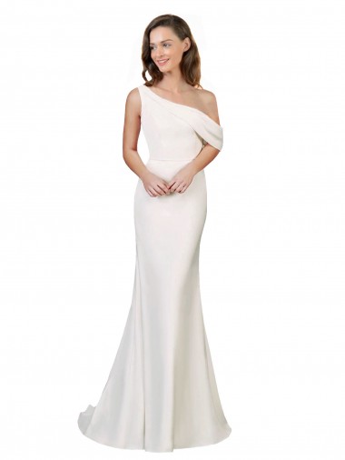 One Shoulder Crepe Prom Dress with Draped Off the Shoulder Strap UK for Sale