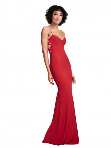 Spaghetti Strap Slip Neckline Crepe Prom Dress UK for Sale