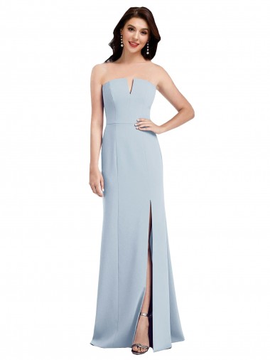 Strapless Notch Crepe Prom Dress with Front Slit UK for Sale