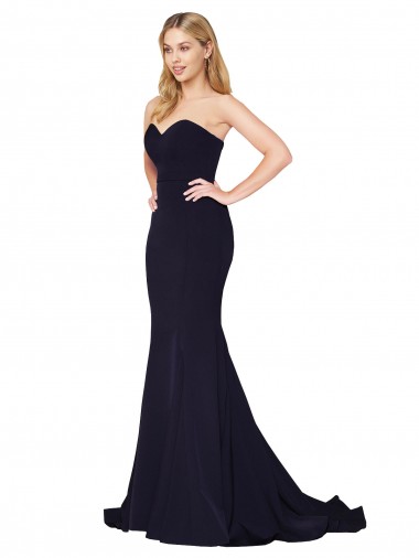 Sweetheart High Neck Sweep Train Sleeveless Crepe Prom Dress UK for Sale