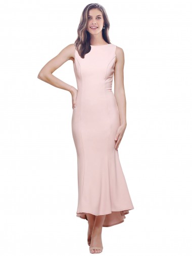 High Neck Low V-Back Midi Length Crepe Cocktail Dress / Prom Dress UK for Sale