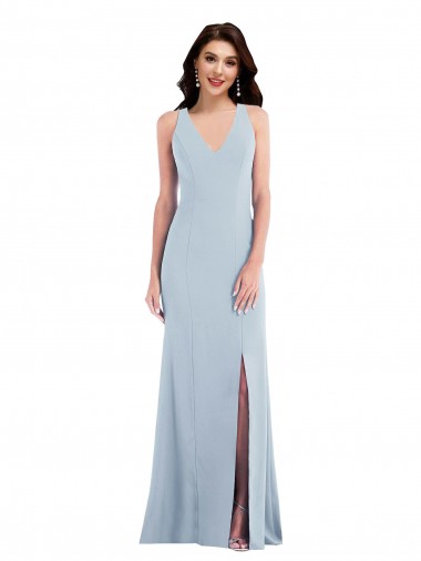 Criss Cross Cutout Back Maxi Prom Dress with Front Slit UK for Sale