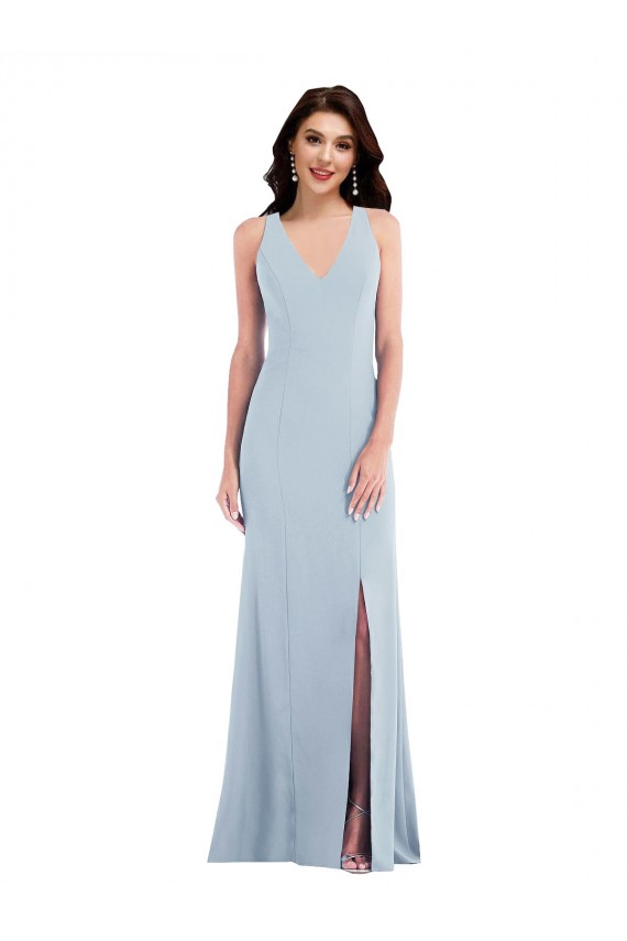 Criss Cross Cutout Back Maxi Prom Dress with Front Slit UK for Sale