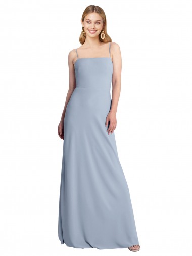 Straight Neckline Crepe Slip Prom Dress with Strappy Back UK for Sale