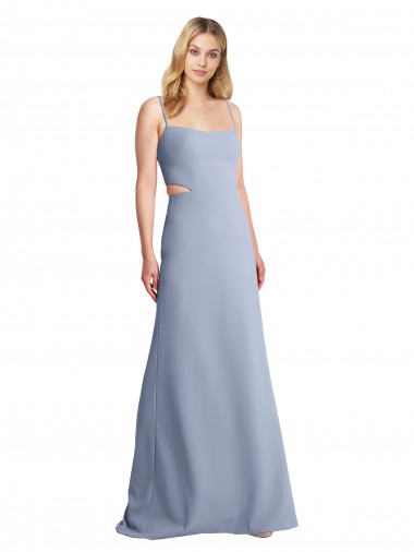 Feminine Scoop Neckline Long Crepe Slip Prom Dress  UK for Sale