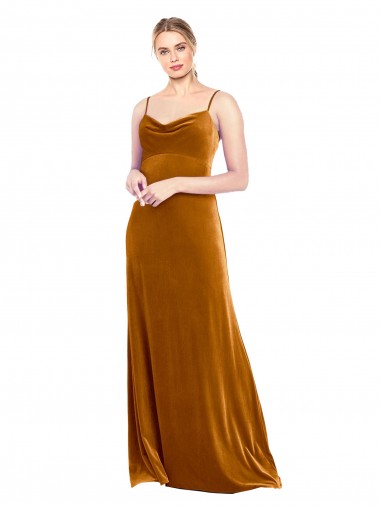 Long Velvet Cowl Neck Slip Prom Dress UK for Sale