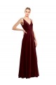 Faux Wrap V-Neck Sleek Long Velvet Prom Dress UK for Sale