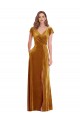 Cap Sleeve Faux Wrap Velvet Maxi Prom Dress with Pockets UK for Sale