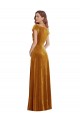 Cap Sleeve Faux Wrap Velvet Maxi Prom Dress with Pockets UK for Sale