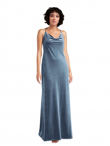 Cowl Neck Velvet Maxi Slip Prom Dress UK for Sale