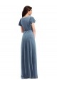 Flutter Sleeve Velvet Wrap Maxi Prom Dress with Pockets UK for Sale