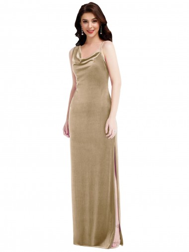 Asymmetrical One Shoulder Velvet Maxi Slip Prom Dress UK for Sale