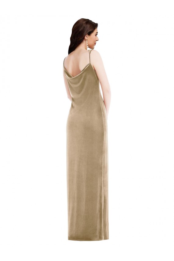 Asymmetrical One Shoulder Velvet Maxi Slip Prom Dress UK for Sale